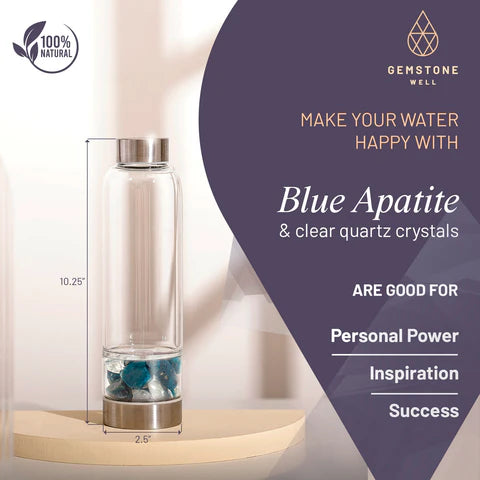 Crystal Water Bottle Elixir Set - Includes: Neoprene Sleeve + Gemstones