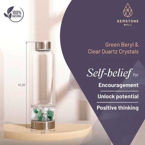 Crystal Water Bottle Elixir Set - Includes: Neoprene Sleeve + Gemstones