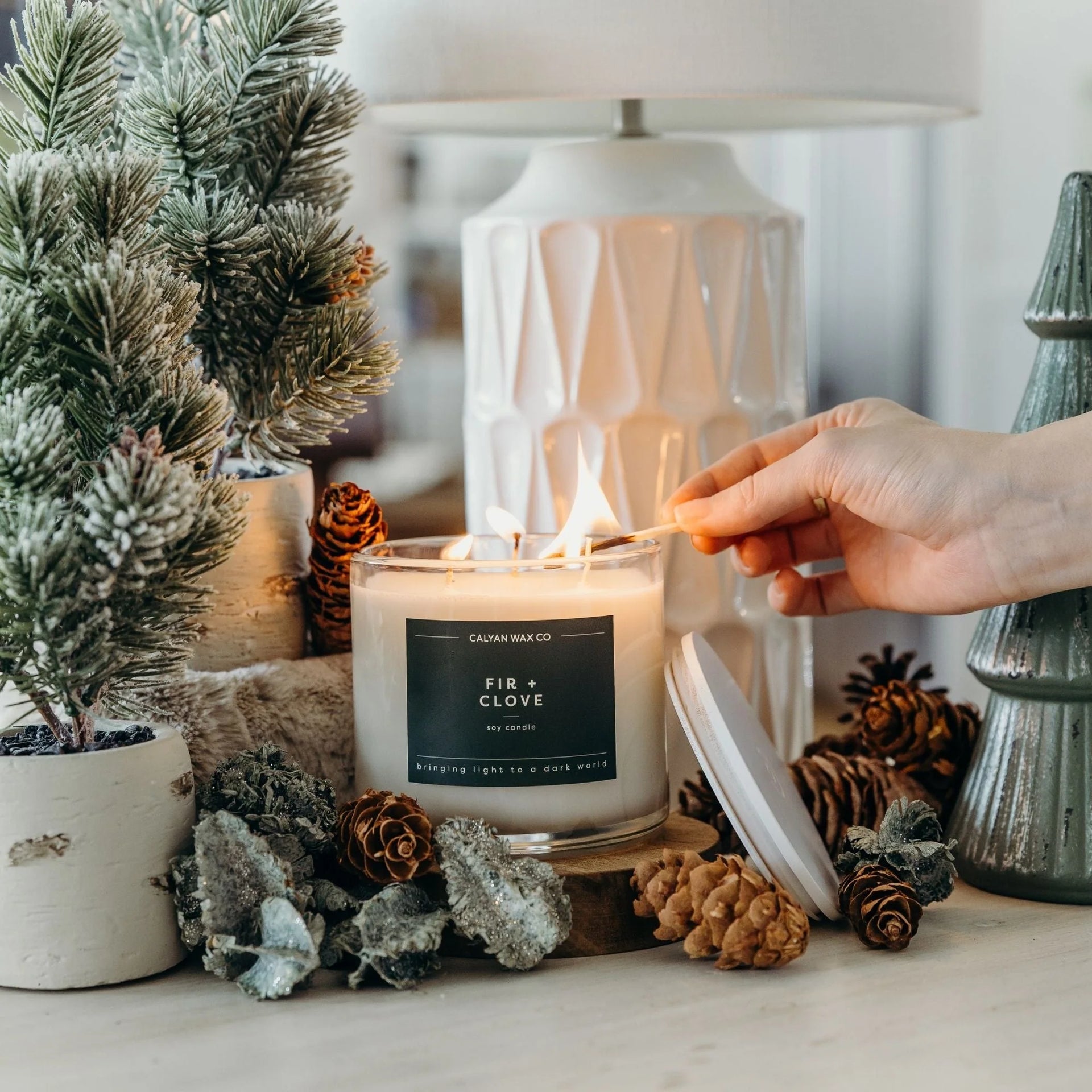 Fir + Clove 3-Wick Clear Glass Tumbler Soy Candle