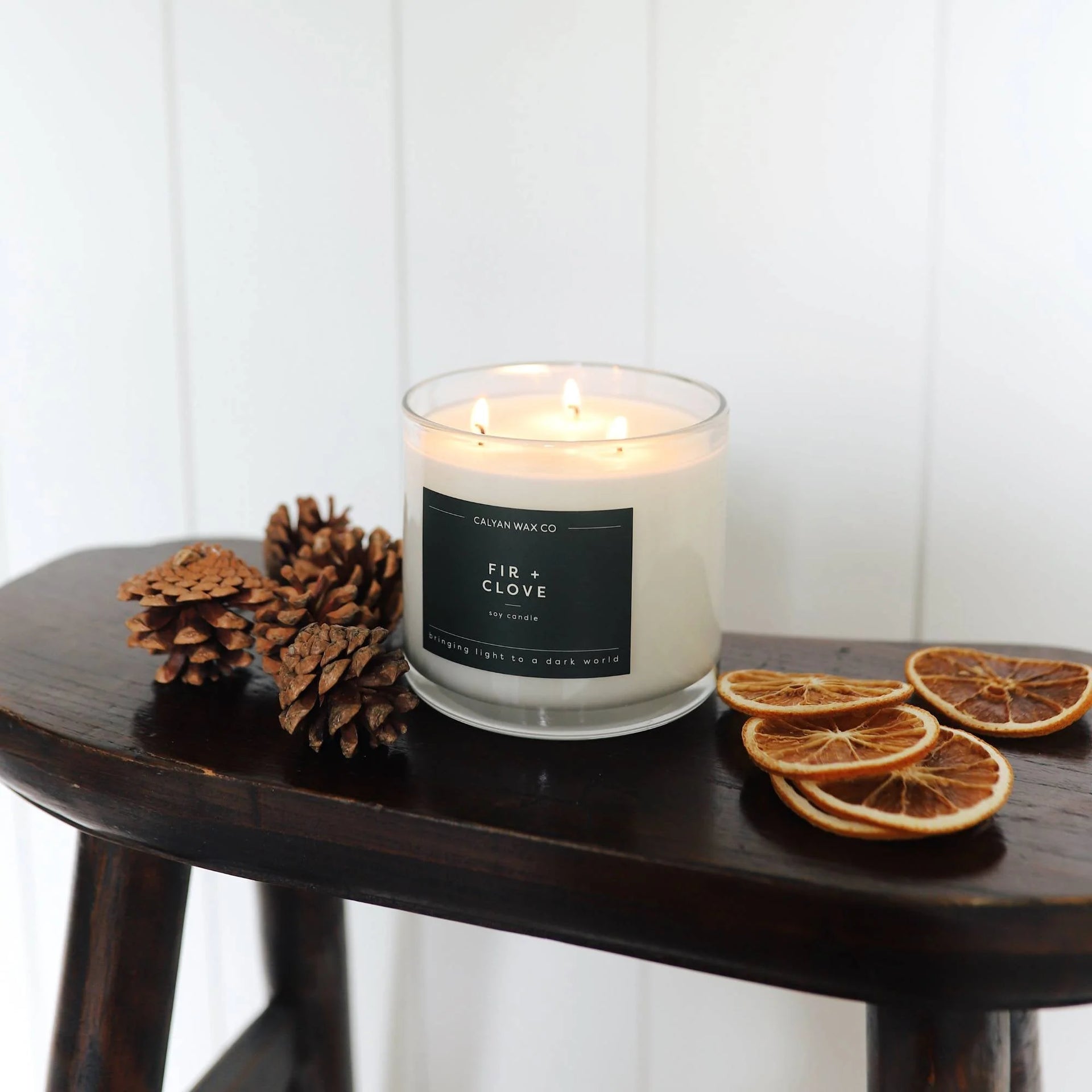 Fir + Clove 3-Wick Clear Glass Tumbler Soy Candle