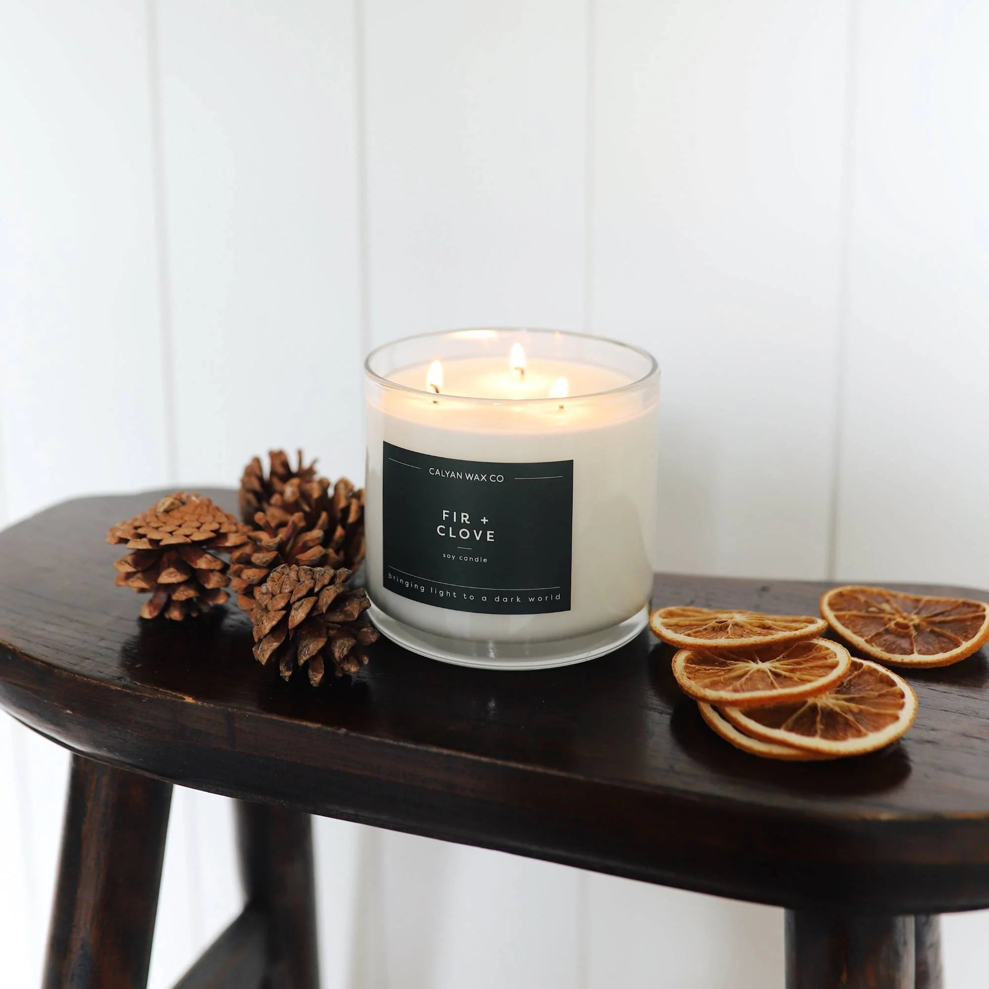 Fir + Clove 3-Wick Clear Glass Tumbler Soy Candle