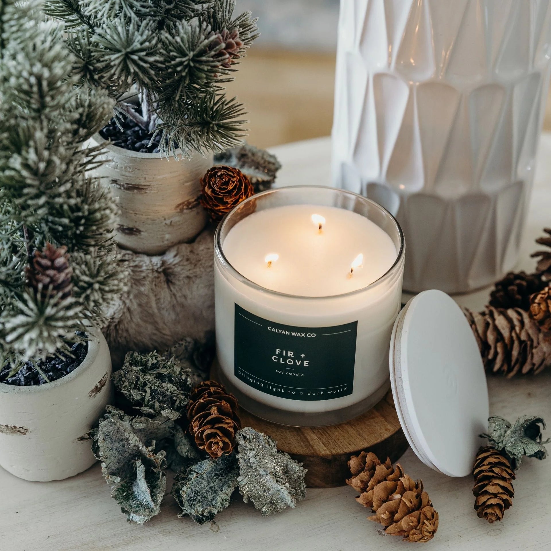 Fir + Clove 3-Wick Clear Glass Tumbler Soy Candle