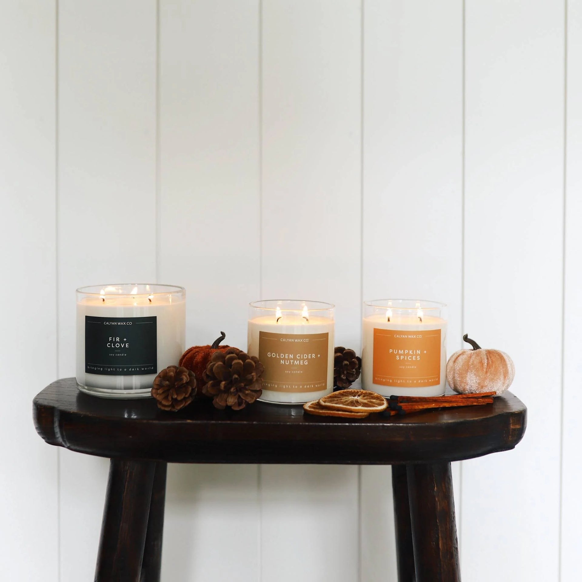 Fir + Clove 3-Wick Clear Glass Tumbler Soy Candle