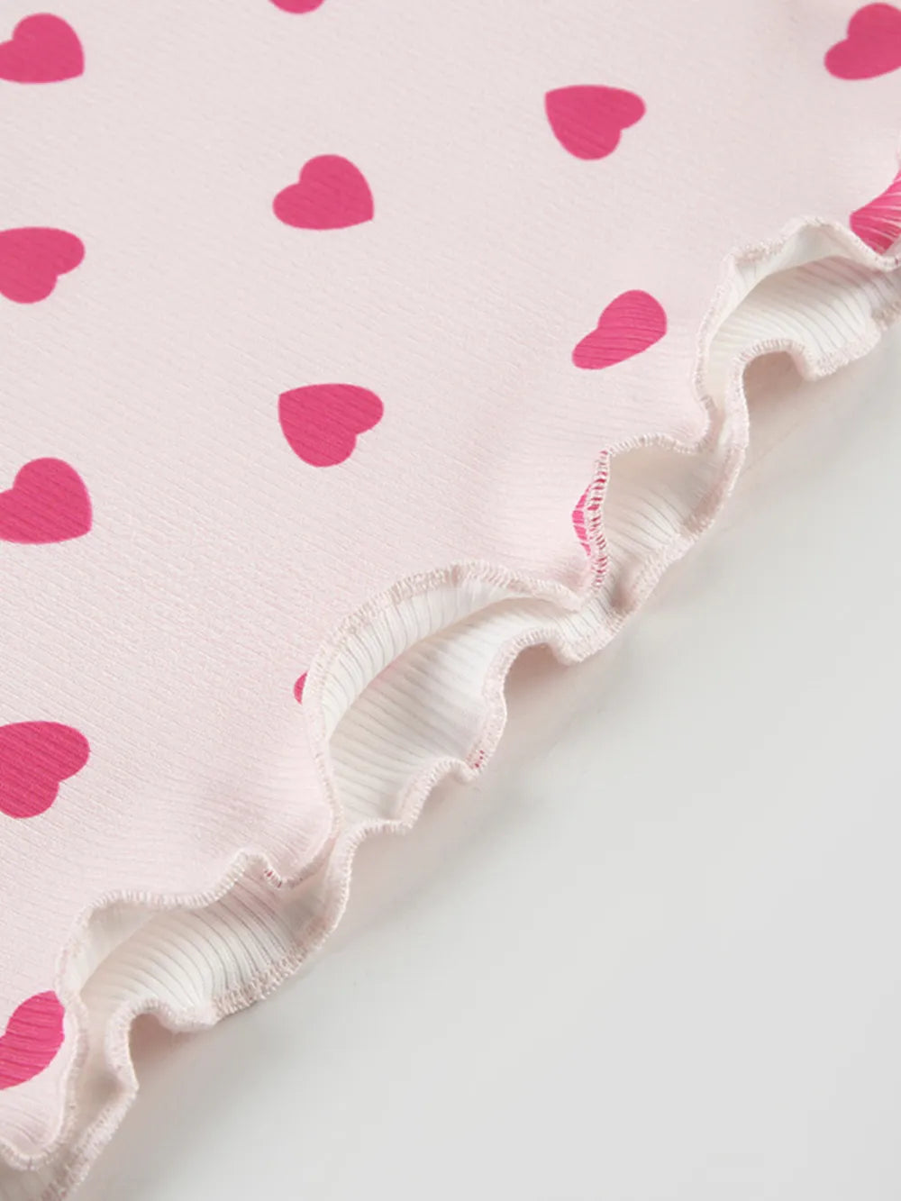 Heart Print Top and Shorts Loungewear Set
