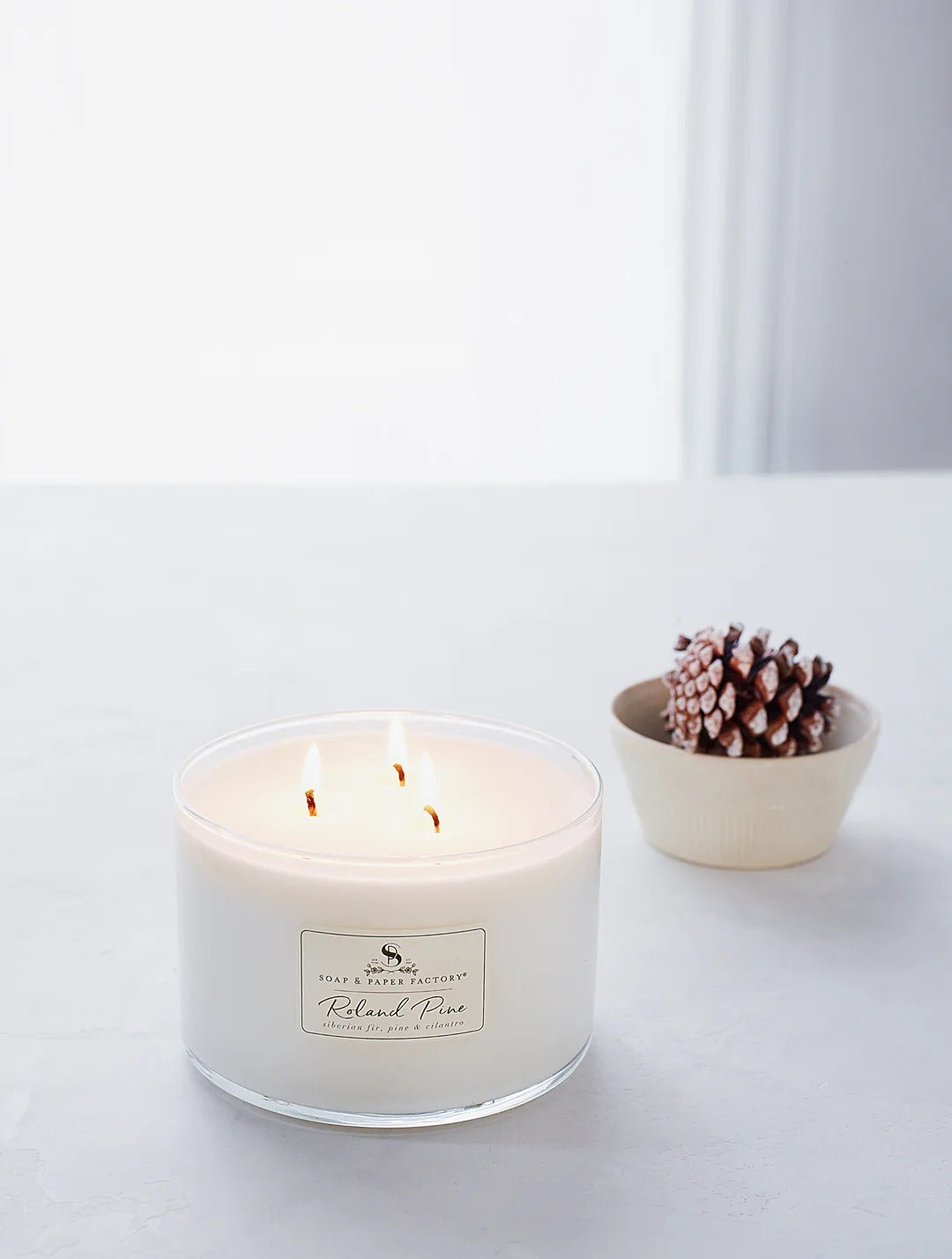 Roland Pine 18 oz Three-Wick Glass Soy Candle