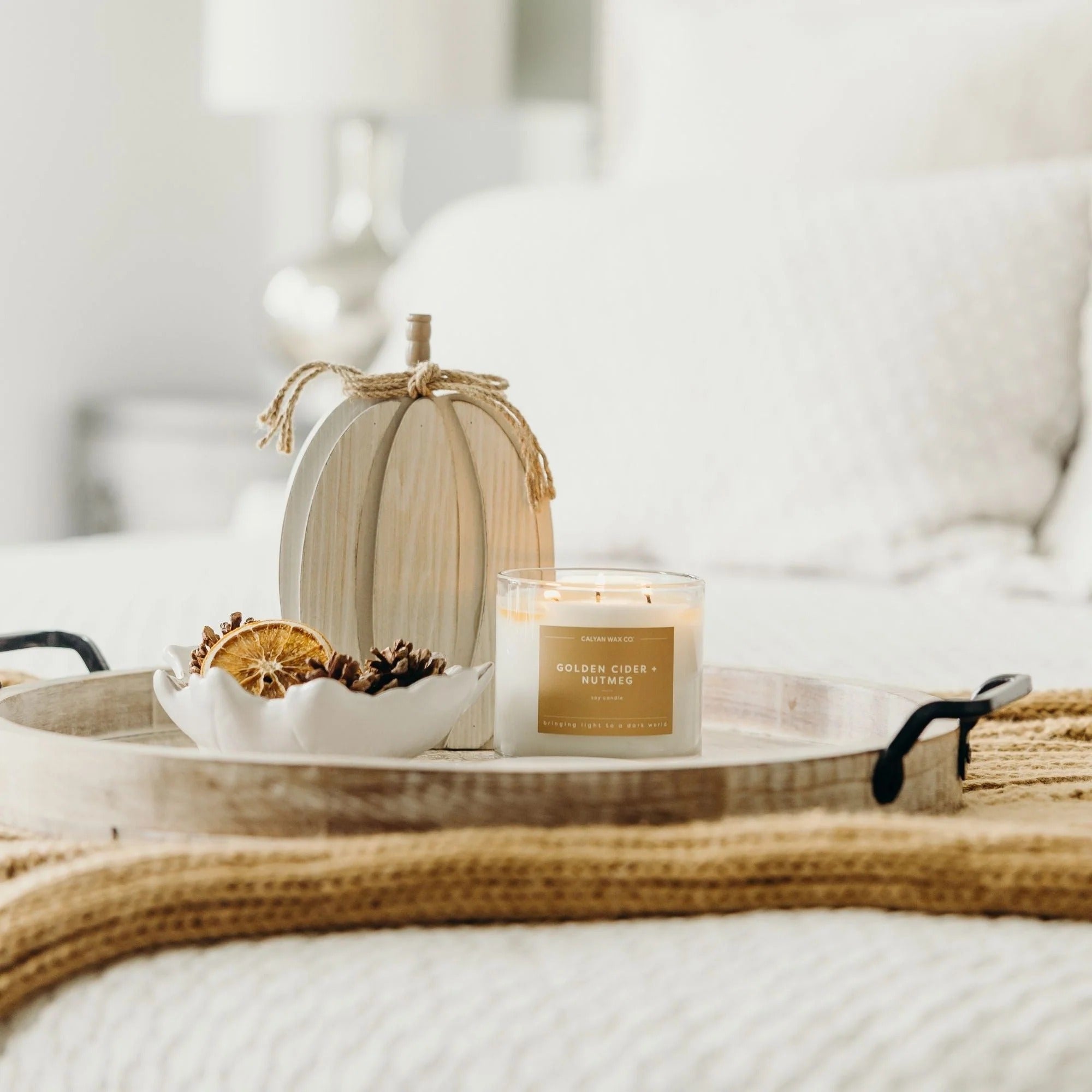 Golden Cider + Nutmeg 3-Wick Clear Glass Tumbler Soy Candle