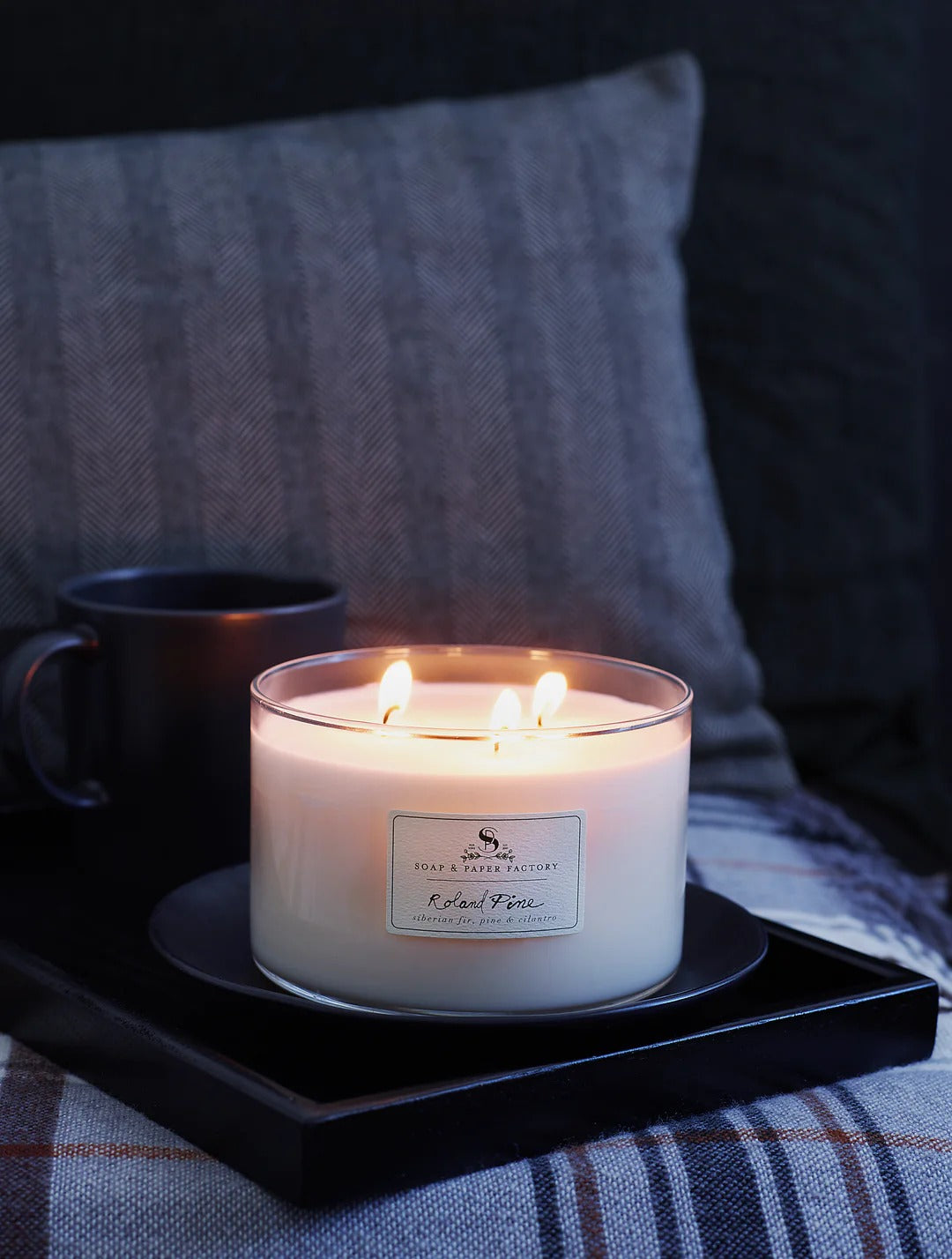 Roland Pine 18 oz Three-Wick Glass Soy Candle