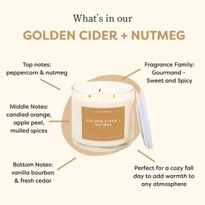 Golden Cider + Nutmeg 3-Wick Clear Glass Tumbler Soy Candle