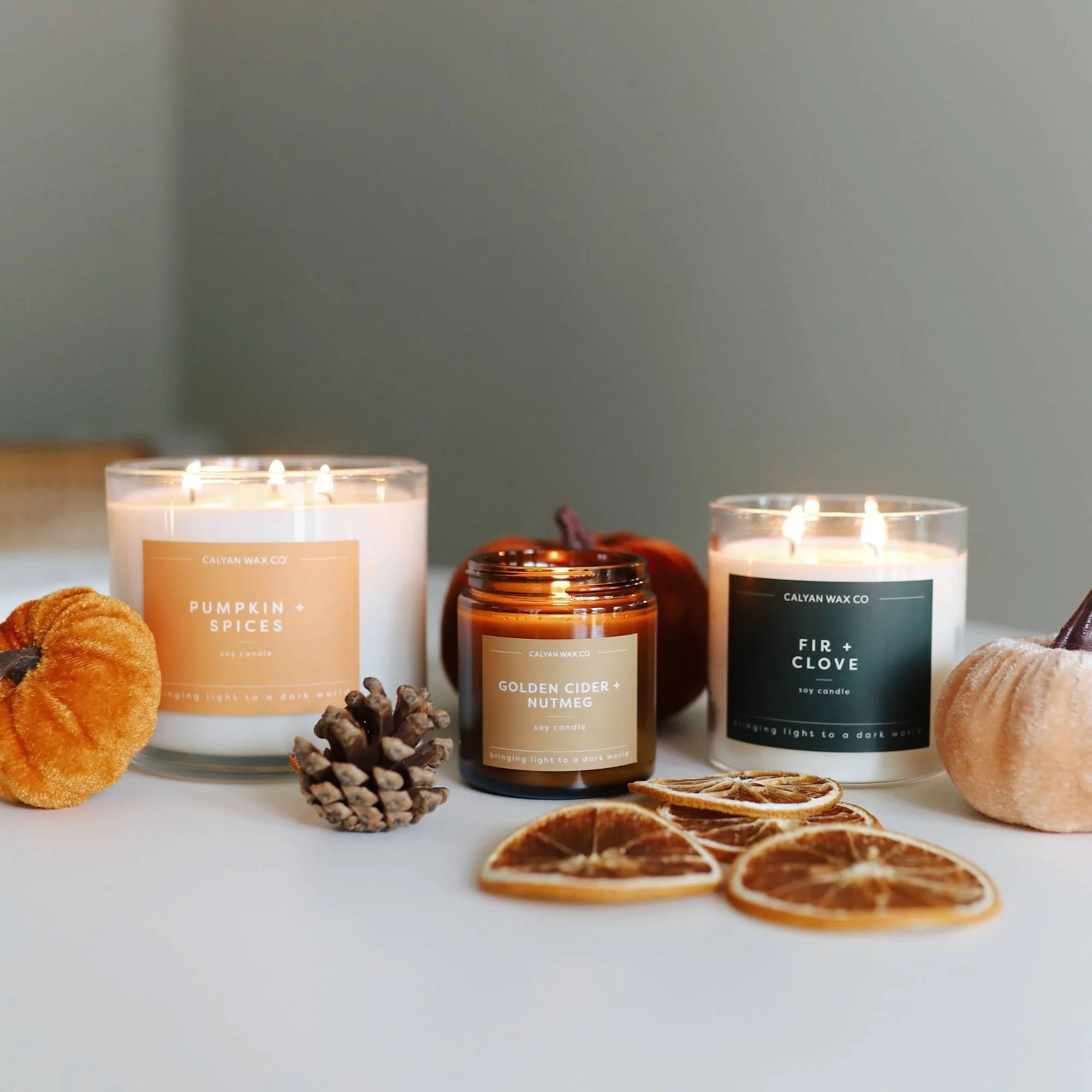 Pumpkin + Spices 3-Wick Clear Glass Tumbler Soy Candle