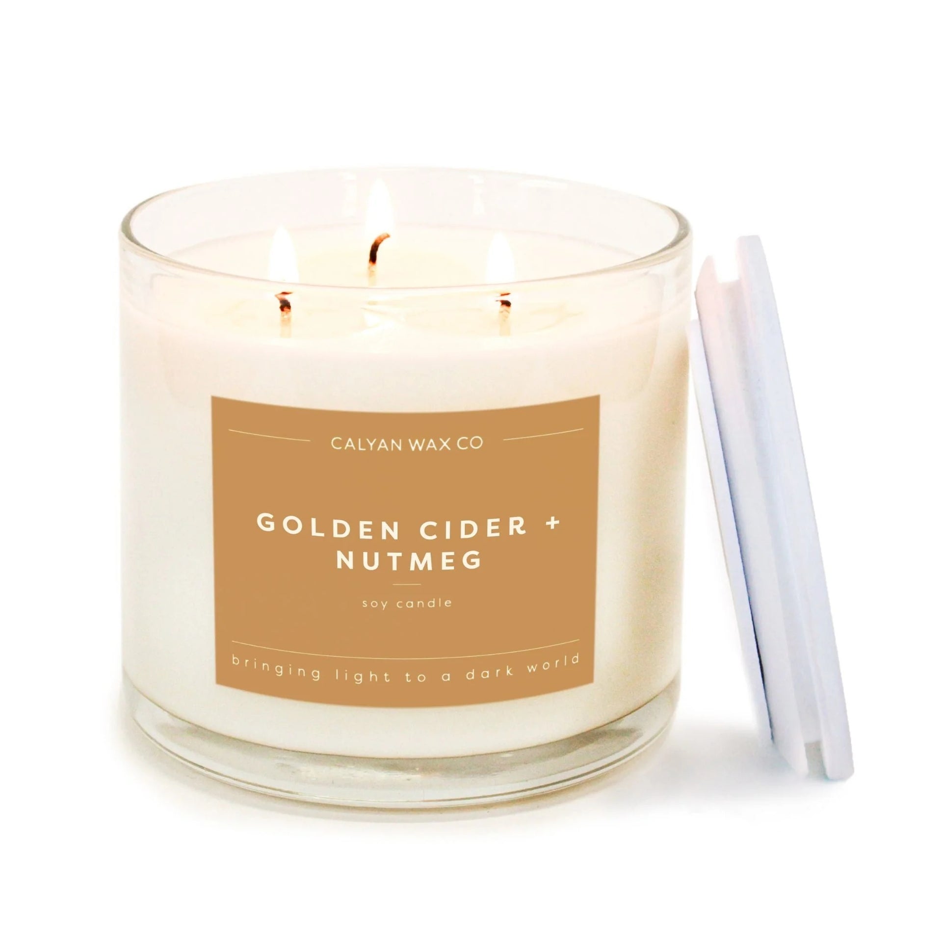 Golden Cider + Nutmeg 3-Wick Clear Glass Tumbler Soy Candle
