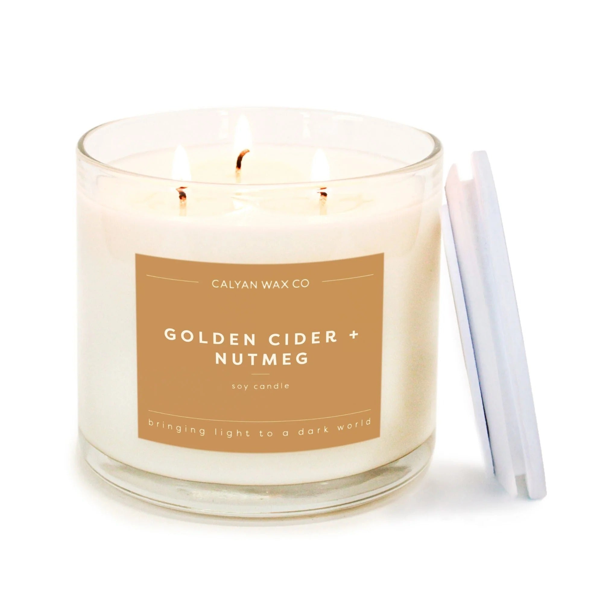 Golden Cider + Nutmeg 3-Wick Clear Glass Tumbler Soy Candle