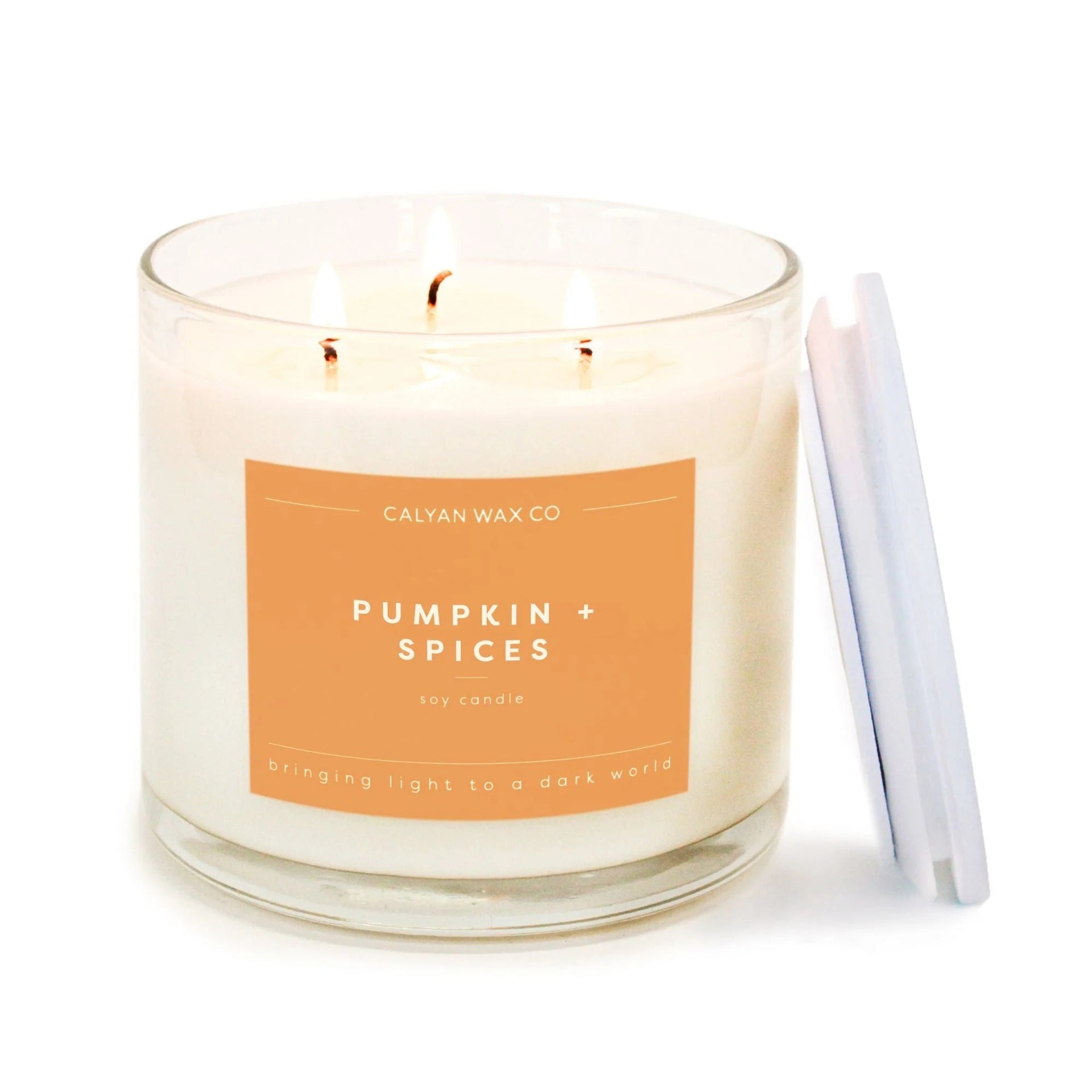 Pumpkin + Spices 3-Wick Clear Glass Tumbler Soy Candle