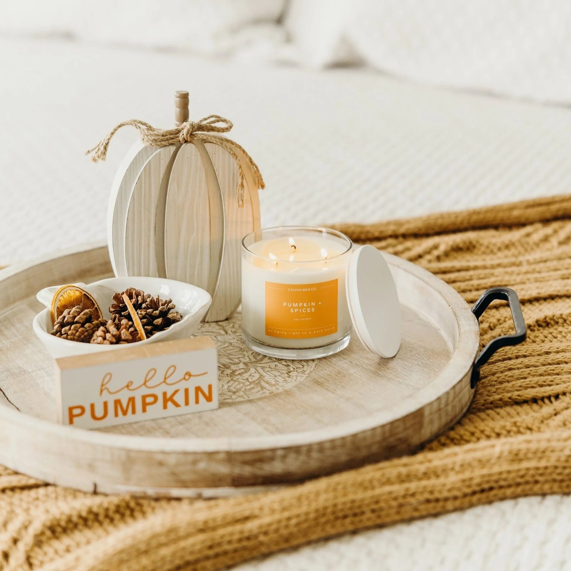 Pumpkin + Spices 3-Wick Clear Glass Tumbler Soy Candle