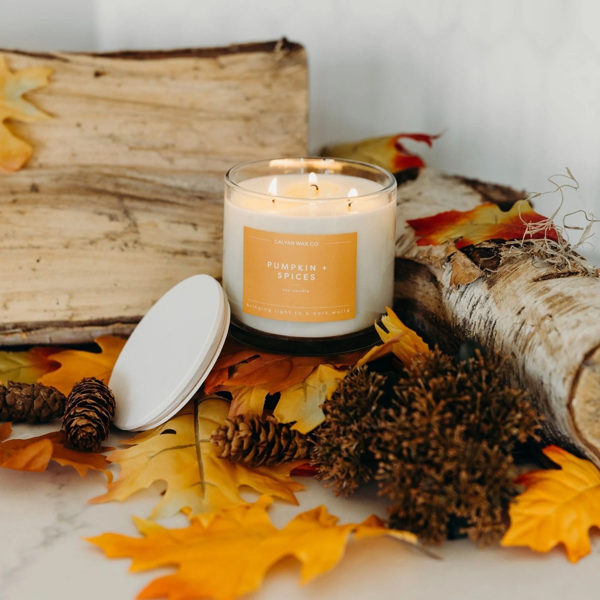 Pumpkin + Spices 3-Wick Clear Glass Tumbler Soy Candle